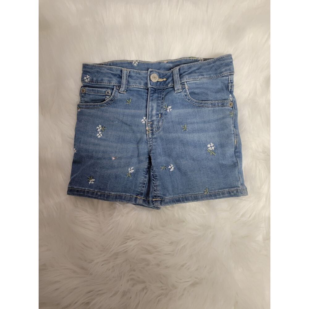 Thereabouts Girls Denim Midi Flower Embroidery Shorts Girls Size 6